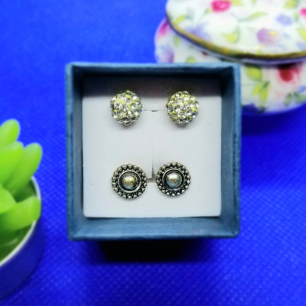 ♥️SALE 3/$12 Silver-Tone Earrings Set (2 pairs)